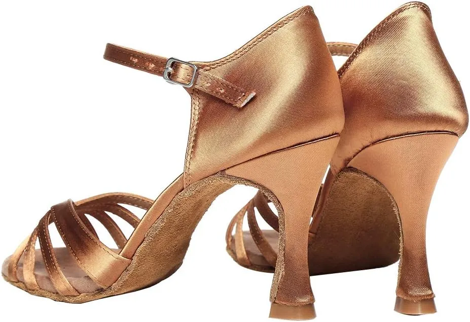 Women's Latin Dance Shoes Satin Ballroom Salsa Professional Practice Performance Dance Shoes,Model L351