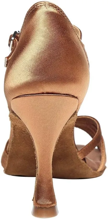 Women's Latin Dance Shoes Satin Ballroom Salsa Professional Practice Performance Dance Shoes,Model L351