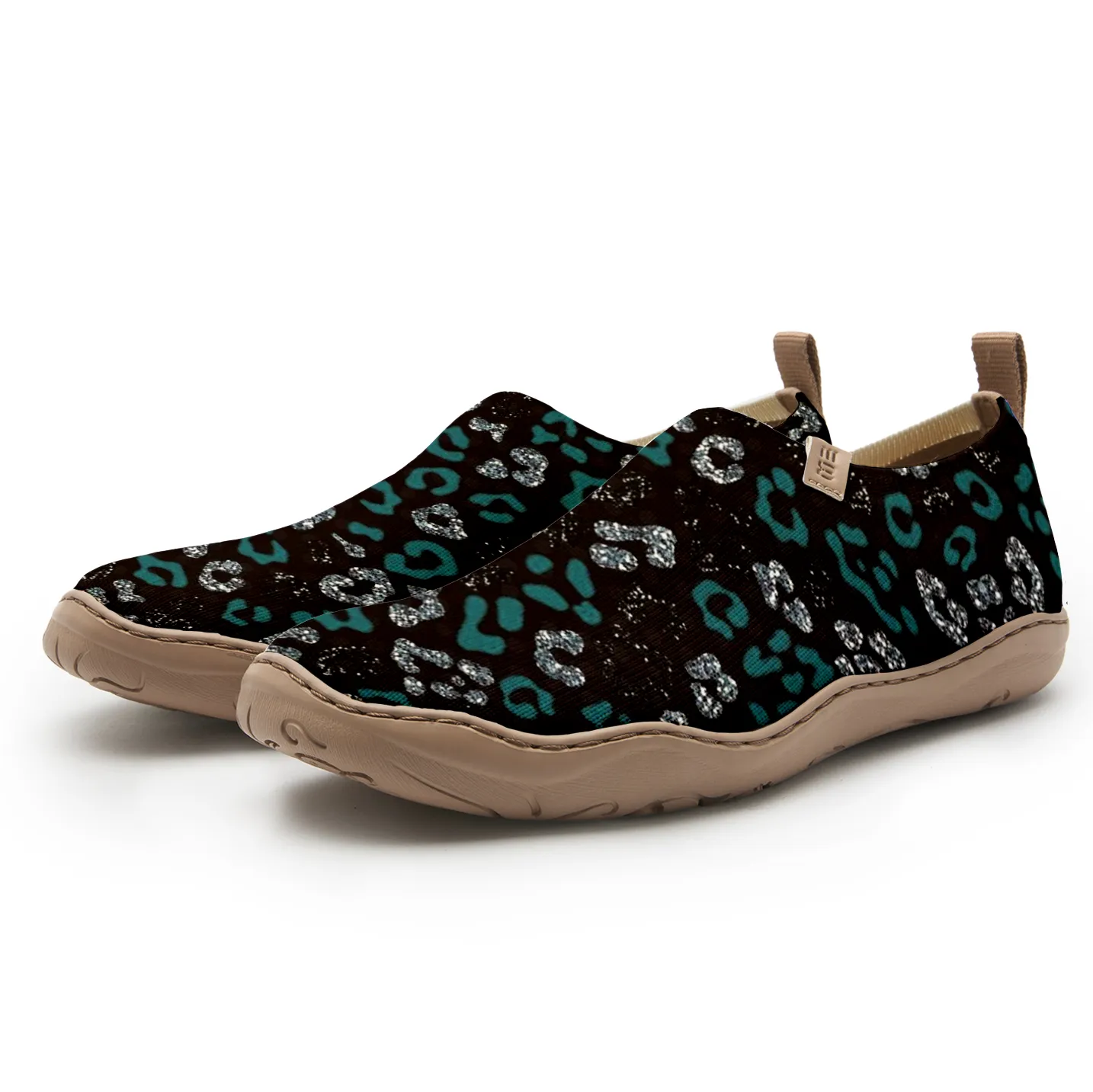 Yiume Women's Black And Green Leopard Print Slip-On Shoes Comfortable Breathable Knit Casual Footwear Stylish Travel-Friendly Loafers