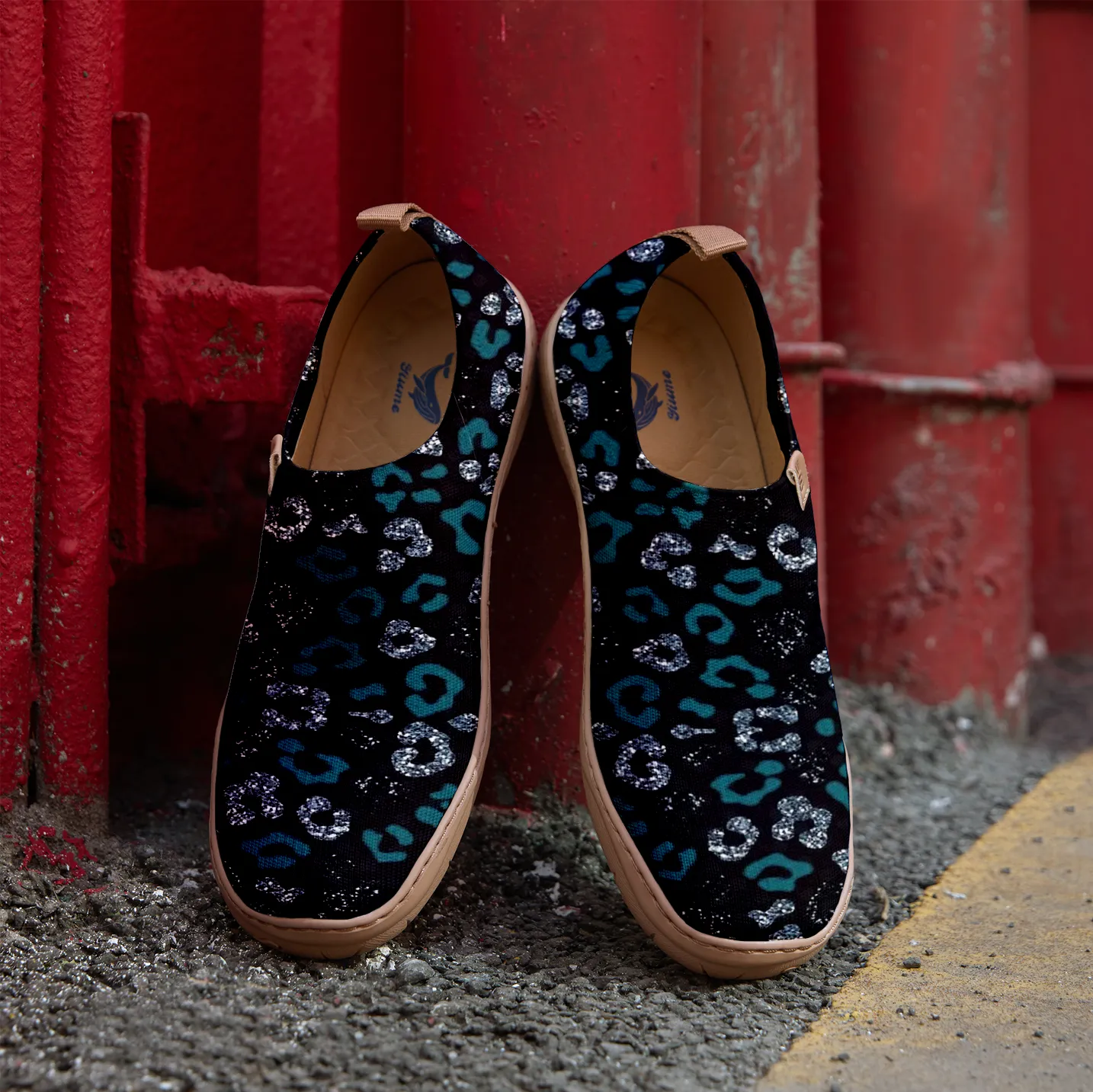 Yiume Women's Black And Green Leopard Print Slip-On Shoes Comfortable Breathable Knit Casual Footwear Stylish Travel-Friendly Loafers